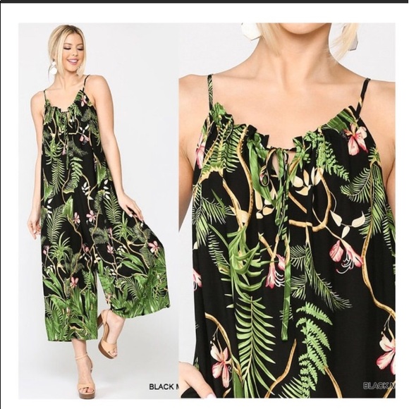 Caroline Couture Tropical Summer Jumpsuit Wideleg - Picture 1 of 6